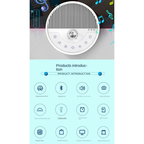 ❤️2 in 1 White Noise Therapy Sound Bluetooth Machine baby Sleep Aid 1200mAH Battery Bass Diaphragm 3D Stereo soothing❤️